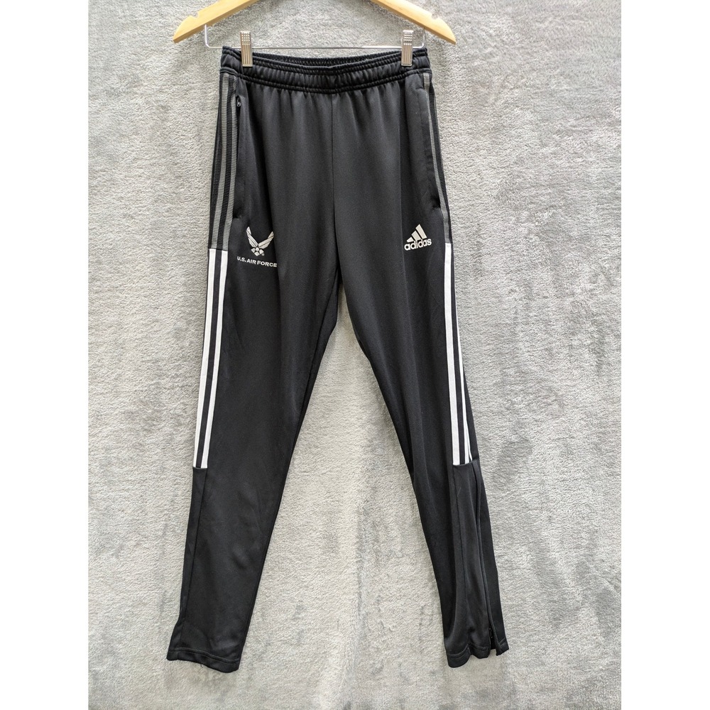 Sporty Track Pants Mens S Adidas US Air Force Black Aeroready Tapered Zipper Leg